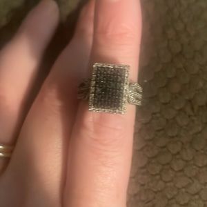 Sterling silver black spinel & white topaz ring